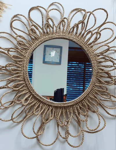 Photo création CORDE DE MER (46 cm) autour d'un miroir de 20 cm